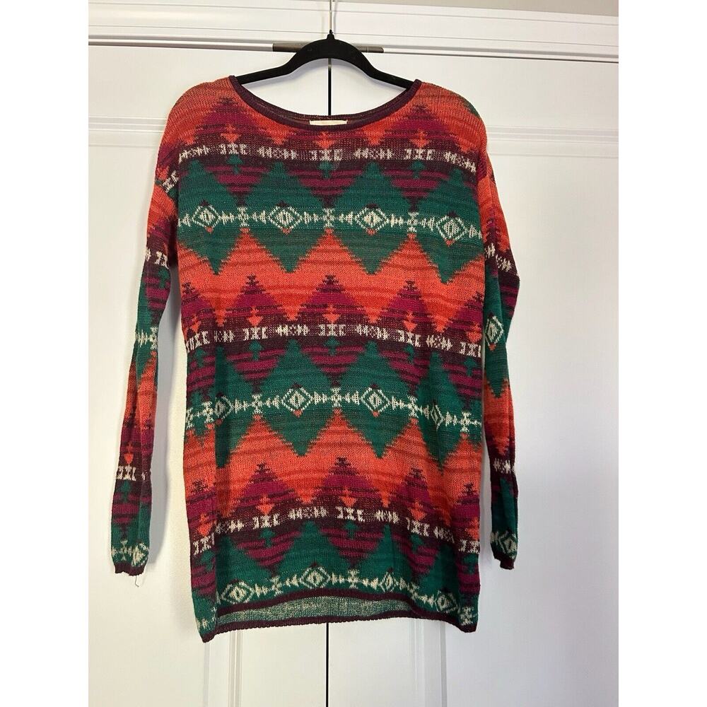 Denim Supply Ralph Lauren Womens XS Aztec Long Length Loose Knit Sweater Fall